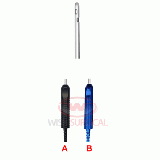 Liposuction Cannula 2 Central and 1 Lateral Holes With Aspirator Handle